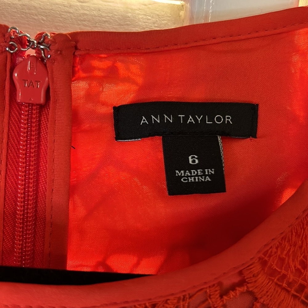 Ann Taylor Vibrant Red Lace Midi Dress - Picture 2 of 15